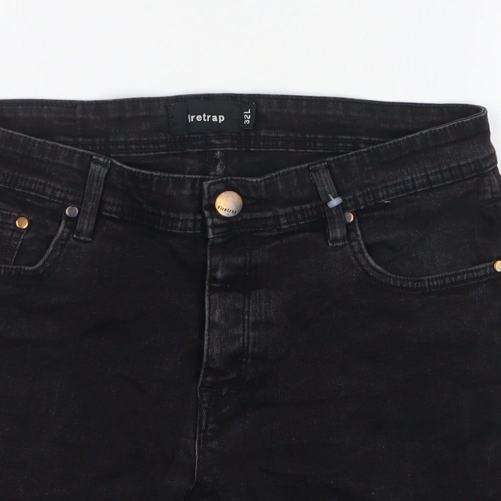 Firetrap Womens Black Cotton Bermuda Shorts Size 32 in L9 in Regular Zip