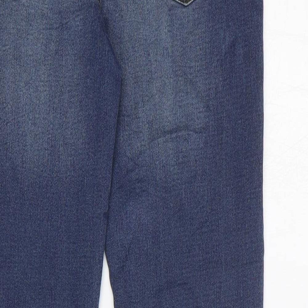 M&Co Boys Blue Cotton Skinny Jeans Size 11-12 Years Regular Zip