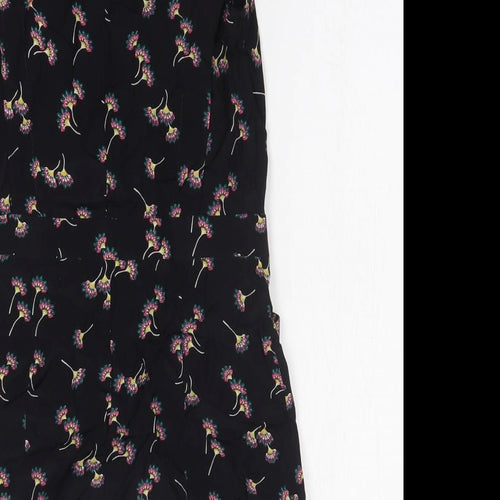 Love Label Womens Black Floral Viscose Tank Dress Size 8 Round Neck Pullover