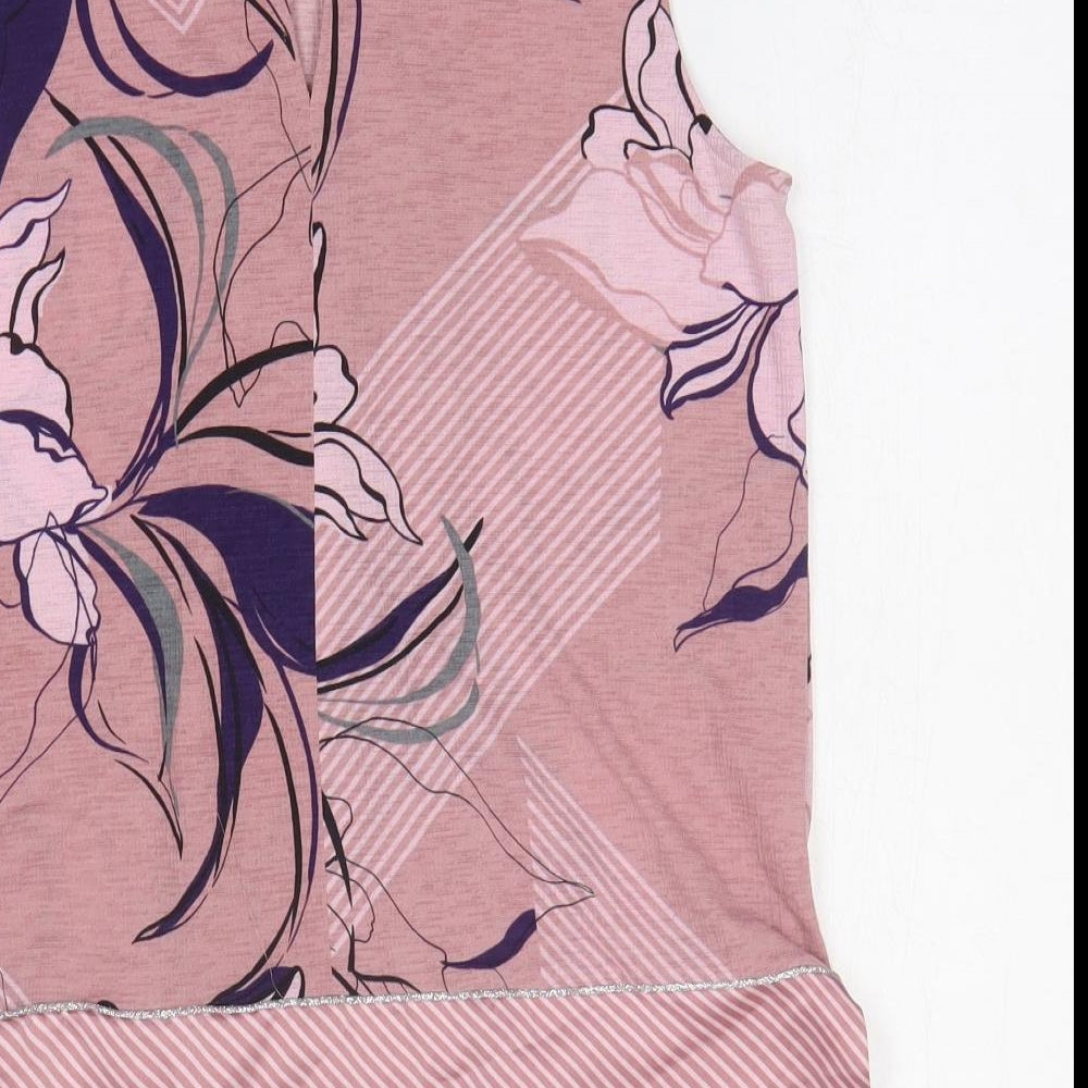 NEXT Womens Pink Floral Polyester Basic Tank Size 8 Mock Neck
