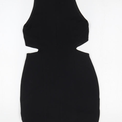 Topshop Womens Black Polyester Bodycon Size 6 Mock Neck Pullover
