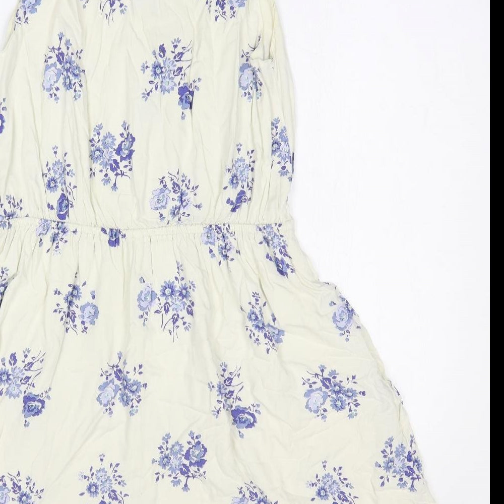 Johnnie B Girls White Floral Viscose Fit & Flare Size 16 Years Collared Pullover