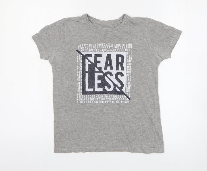 Primark Boys Grey Viscose Basic T-Shirt Size 9-10 Years Round Neck Pullover - Fearless