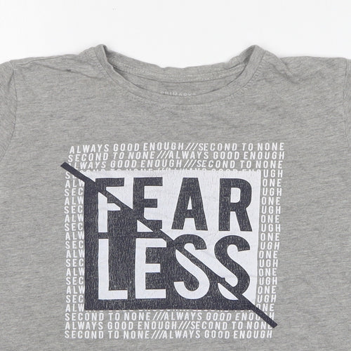 Primark Boys Grey Viscose Basic T-Shirt Size 9-10 Years Round Neck Pullover - Fearless