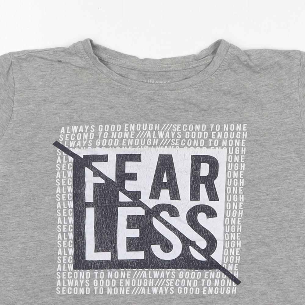 Primark Boys Grey Viscose Basic T-Shirt Size 9-10 Years Round Neck Pullover - Fearless