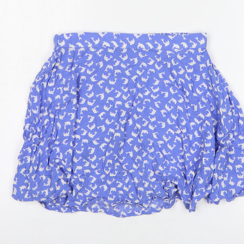 Monki Womens Blue Geometric Viscose Flare Skirt Size XS - Dolphin Pattern