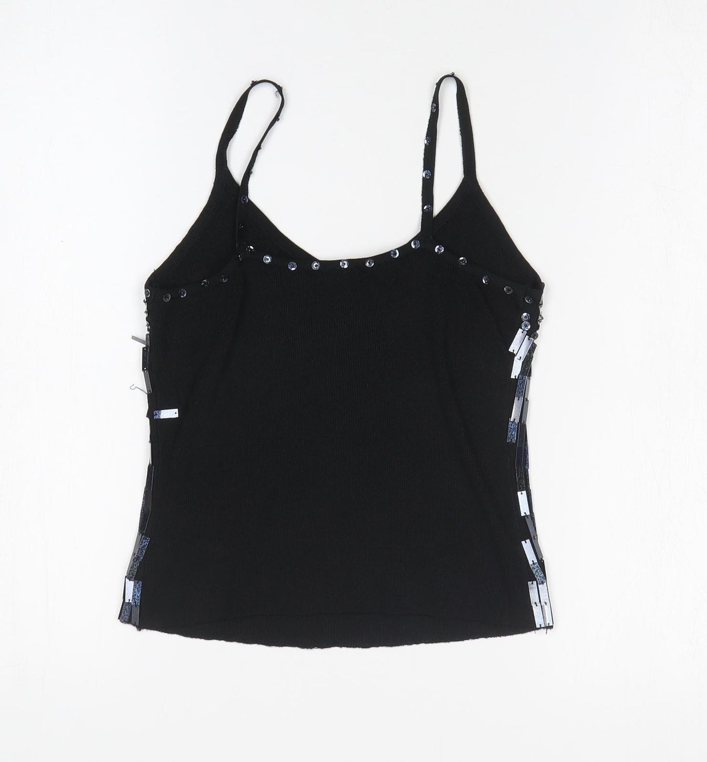 Preworn Womens Black Cotton Basic Tank One Size Off the Shoulder