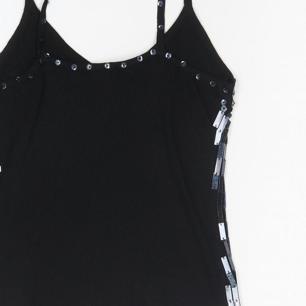 Preworn Womens Black Cotton Basic Tank One Size Off the Shoulder