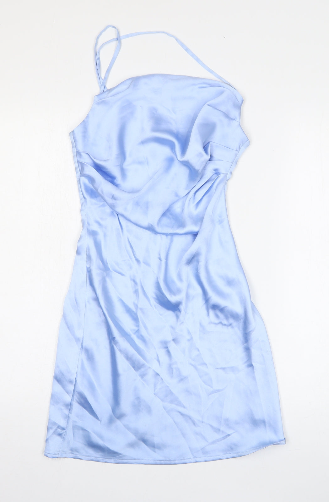 Preworn Womens Blue Silk Maxi Size XS One Shoulder Zip