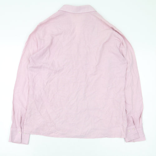 Marks and Spencer Womens Pink Viscose Basic Button-Up Size 12 V-Neck