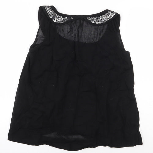 Miss Selfridge Womens Black 100% Cotton Basic Blouse Size 10 Scoop Neck