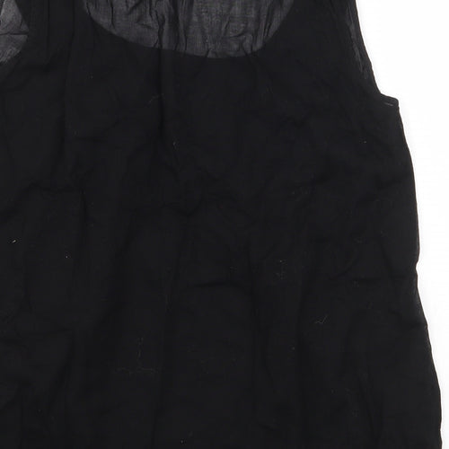 Miss Selfridge Womens Black 100% Cotton Basic Blouse Size 10 Scoop Neck