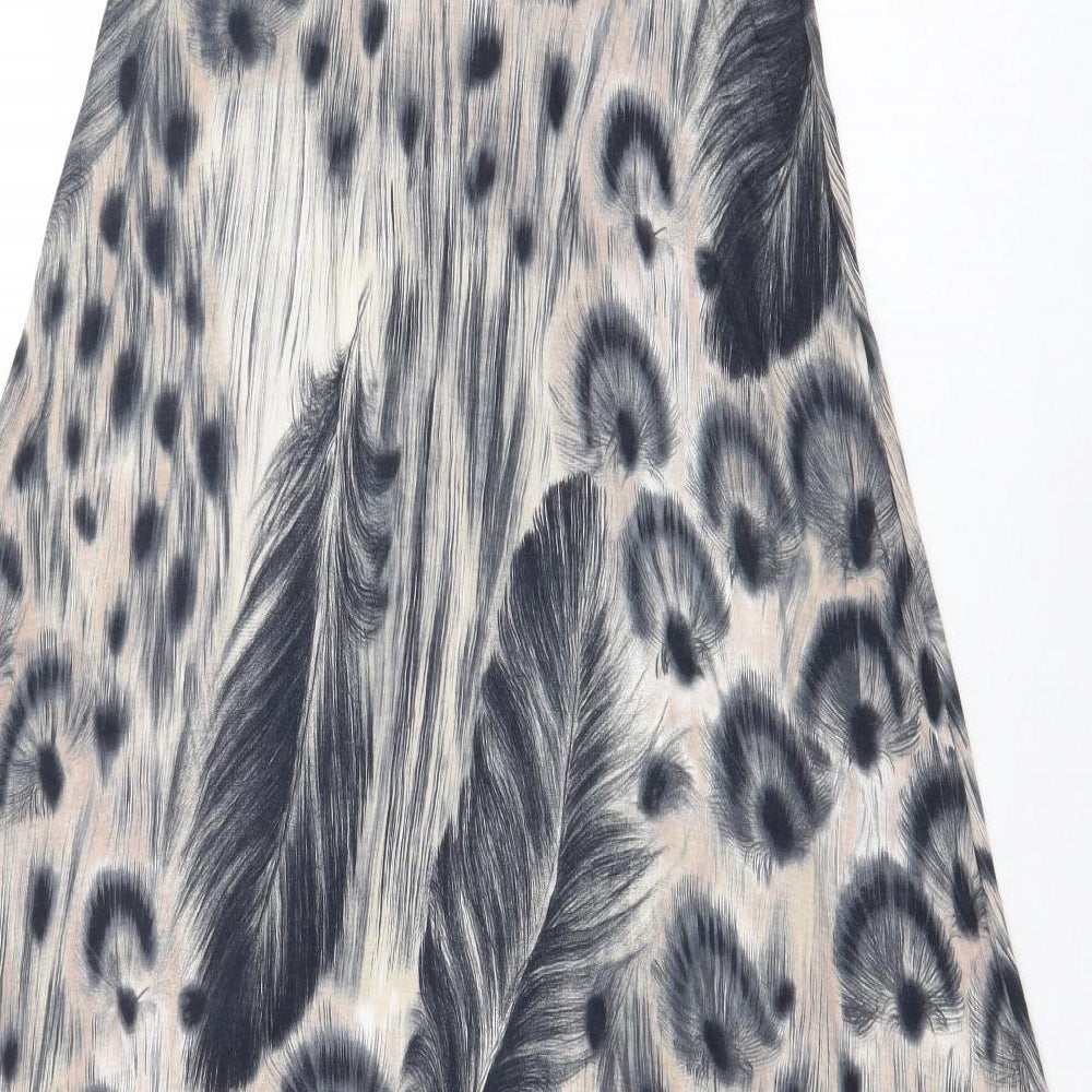 Warehouse Womens Multicoloured Geometric Viscose Flare Skirt Size 10