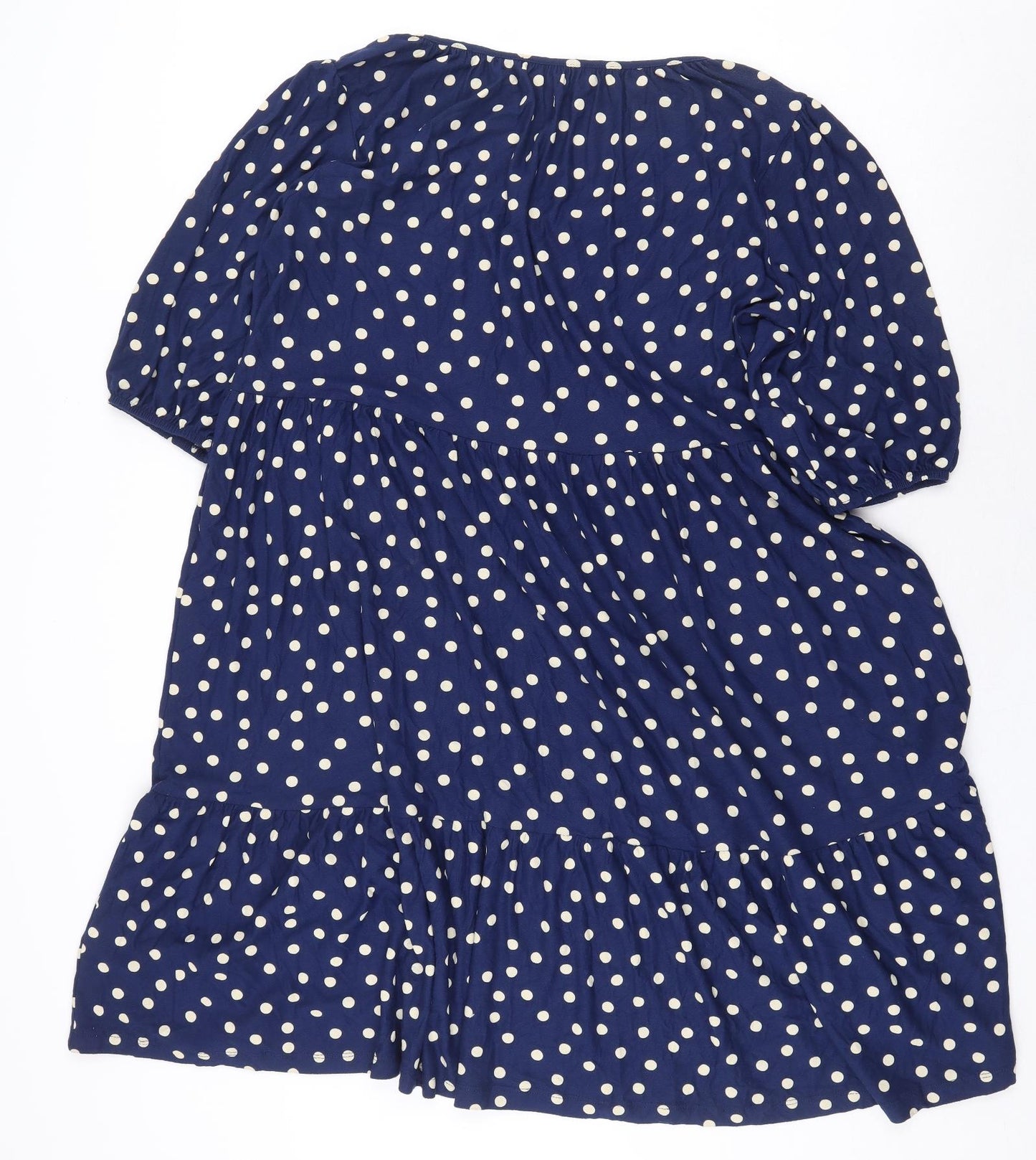 NEXT Womens Blue Polka Dot Viscose A-Line Size 16 Boat Neck Pullover