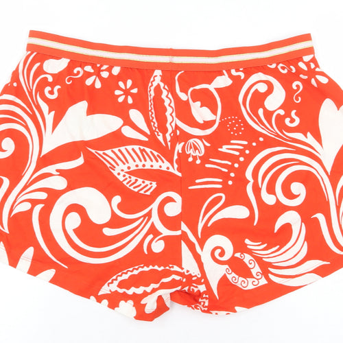 NEXT Womens Orange Geometric 100% Cotton Sweat Shorts Size 14 L3 in Regular Pull On