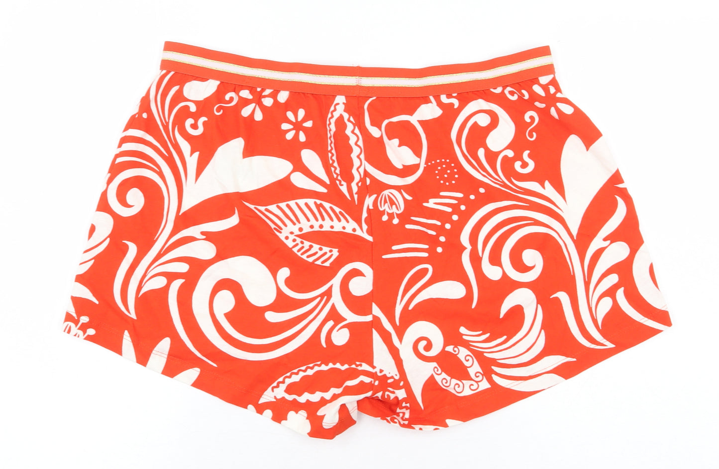 NEXT Womens Orange Geometric 100% Cotton Sweat Shorts Size 14 L3 in Regular Pull On
