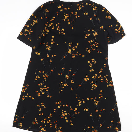 Glamorous Womens Black Floral Polyester Basic Blouse Size 10 Boat Neck