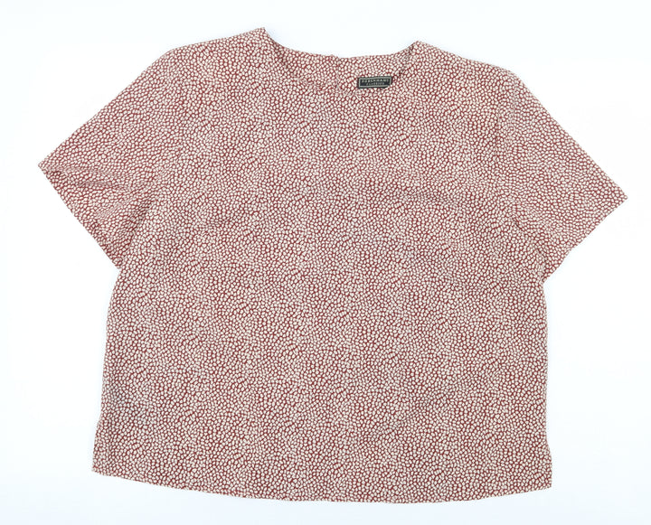 Debenhams Womens Red Geometric Polyester Basic Blouse Size 16 Boat Neck