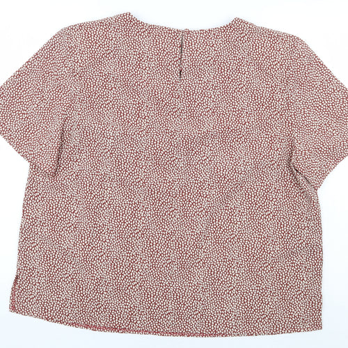 Debenhams Womens Red Geometric Polyester Basic Blouse Size 16 Boat Neck