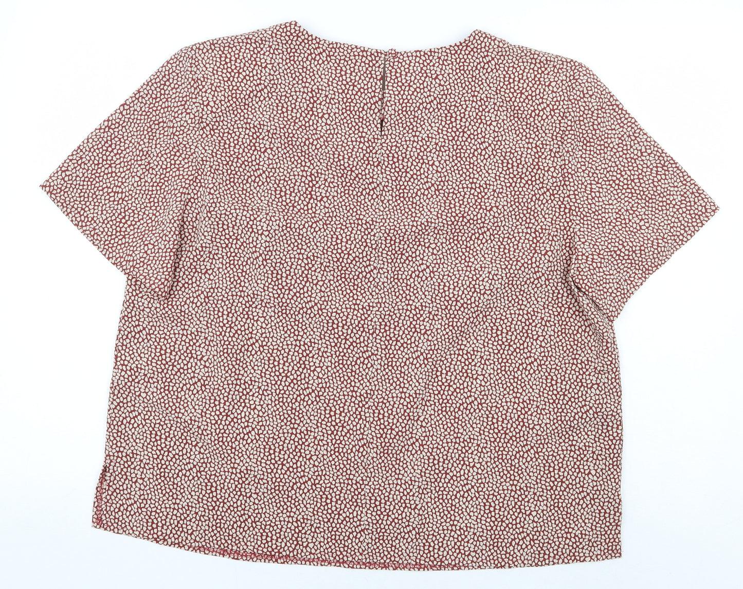 Debenhams Womens Red Geometric Polyester Basic Blouse Size 16 Boat Neck