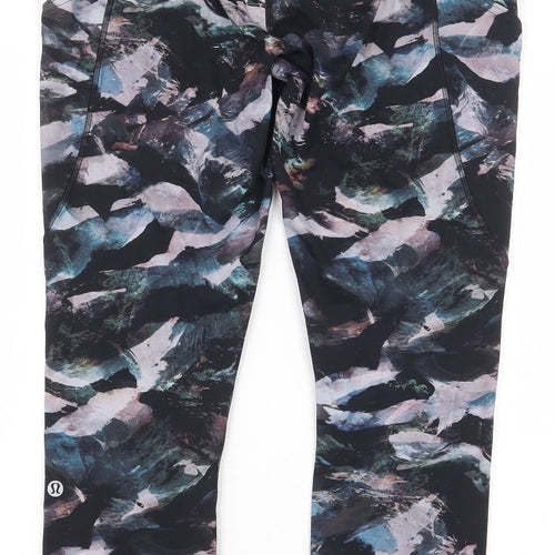 Lululemon Womens Multicoloured Geometric Nylon Sweatpants Leggings Size 10 L25 in Regular Pullover