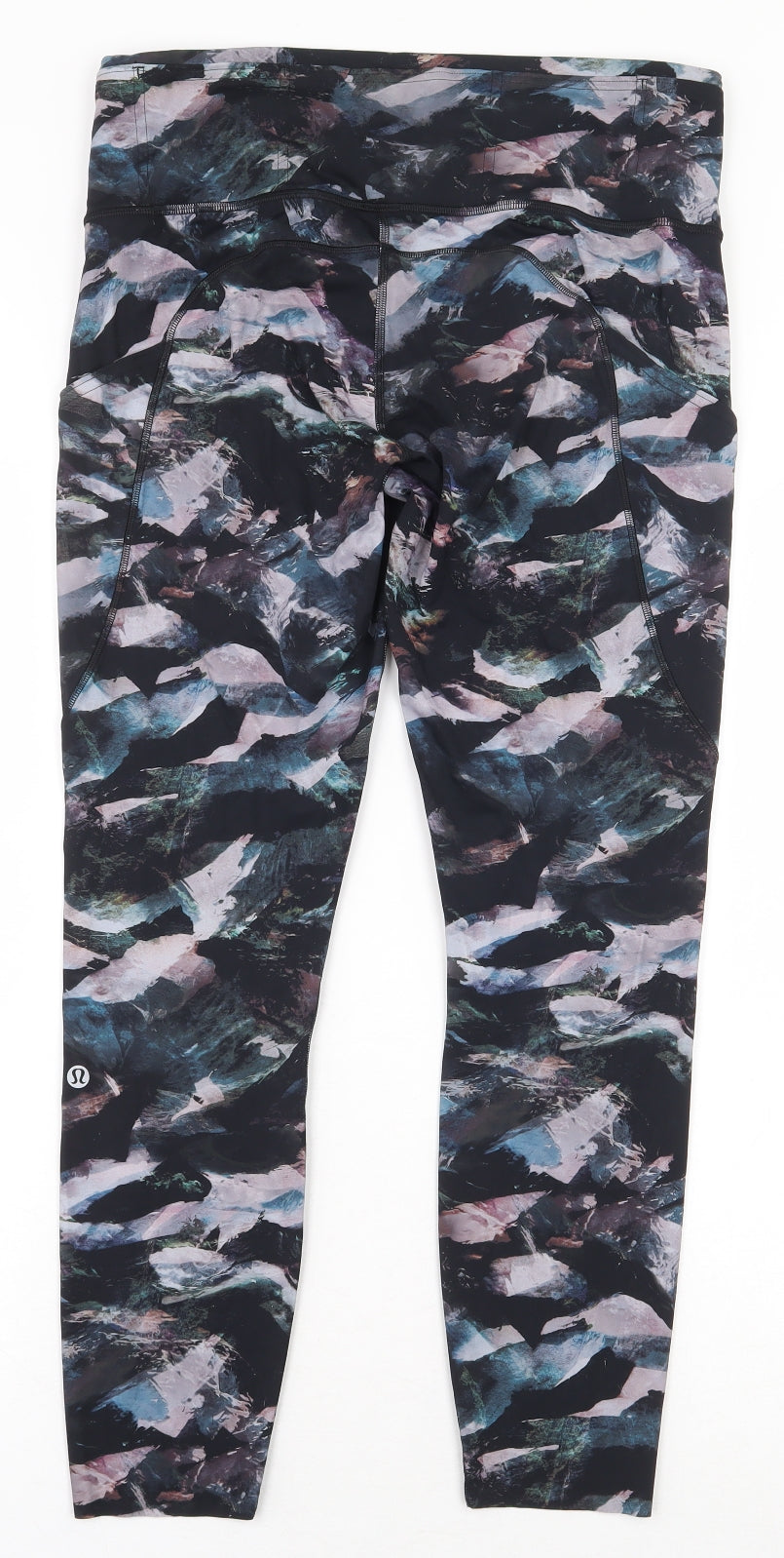 Lululemon Womens Multicoloured Geometric Nylon Sweatpants Leggings Size 10 L25 in Regular Pullover