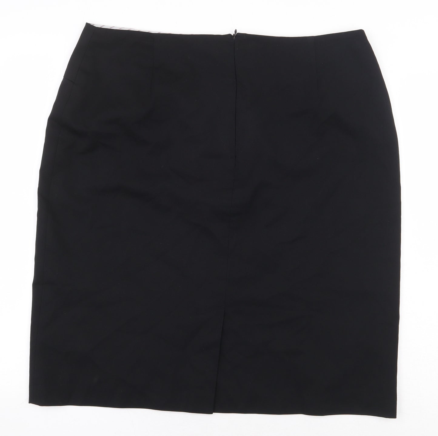 Preworn Womens Black Polyester Straight & Pencil Skirt Size 18 Zip