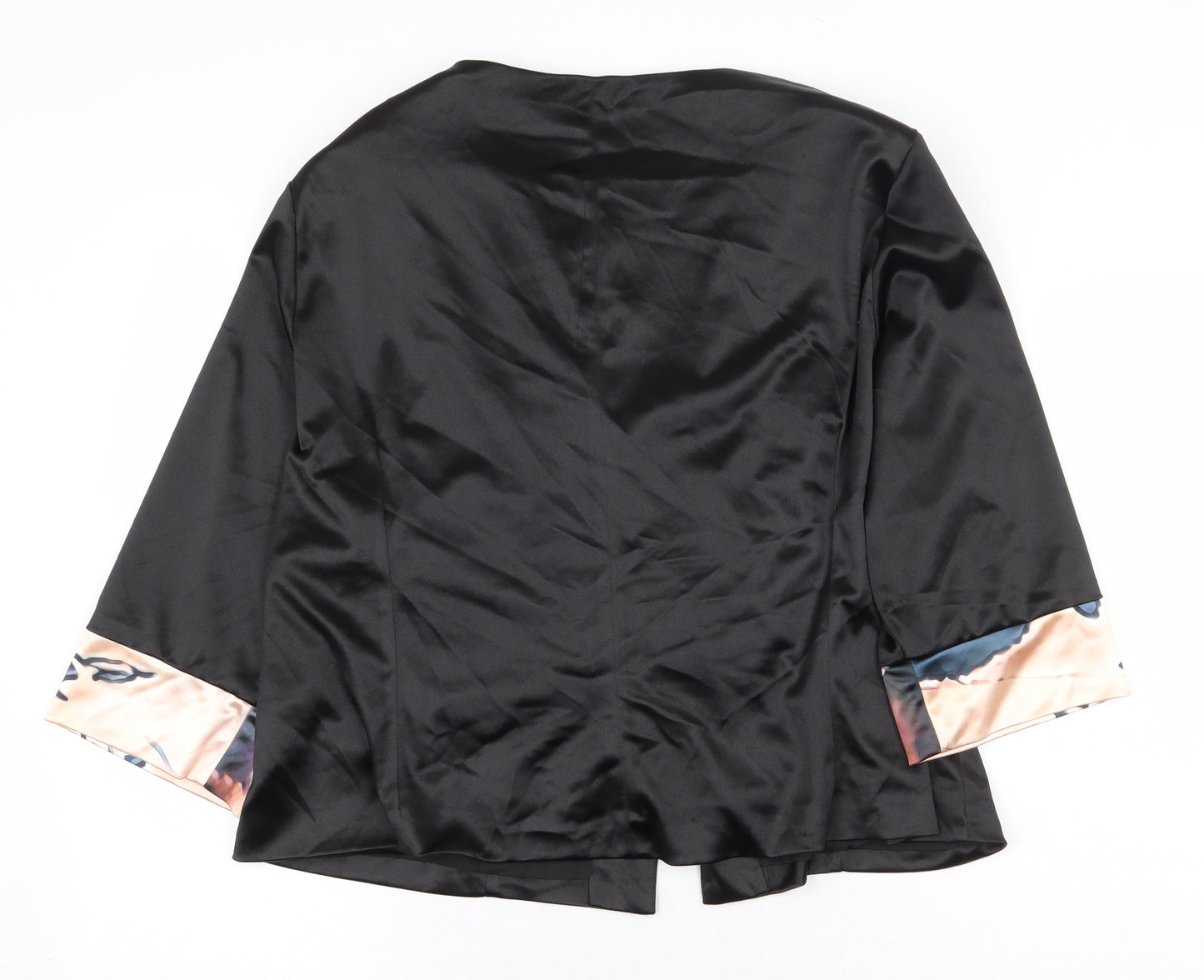 Preworn Womens Black Floral Jacket Blazer Size 3XL - Floral Cuffs
