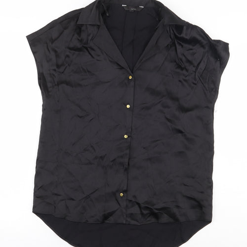 NEXT Womens Black Viscose Basic Button-Up Size 6 Collared