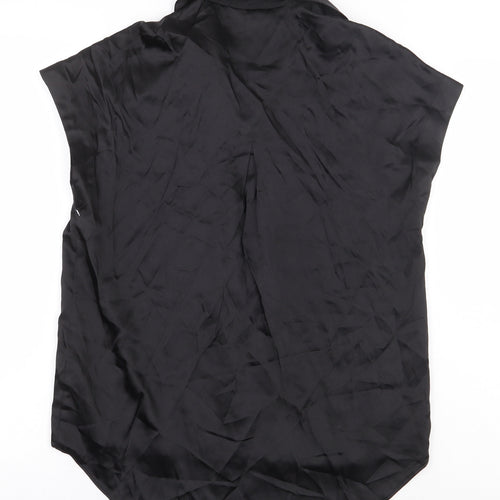 NEXT Womens Black Viscose Basic Button-Up Size 6 Collared
