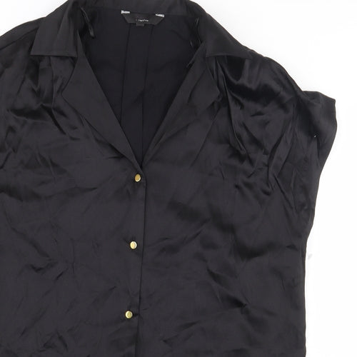 NEXT Womens Black Viscose Basic Button-Up Size 6 Collared