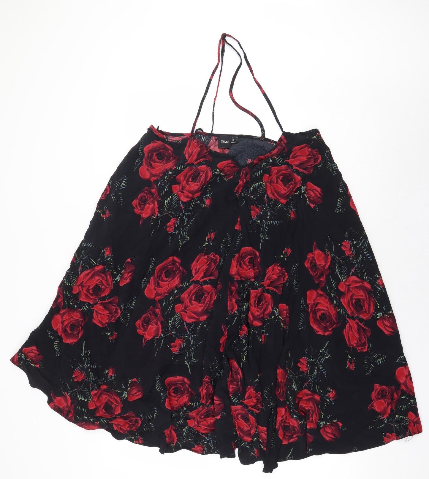 ASOS Womens Black Floral Viscose A-Line Size 10 V-Neck Pullover