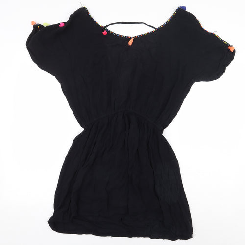 Papaya Womens Black Viscose A-Line Size S V-Neck Pullover