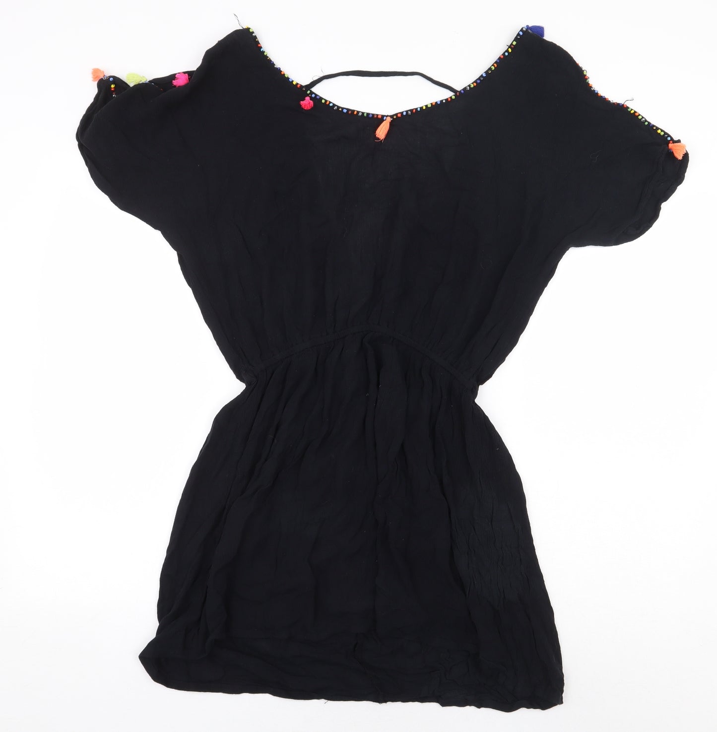 Papaya Womens Black Viscose A-Line Size S V-Neck Pullover