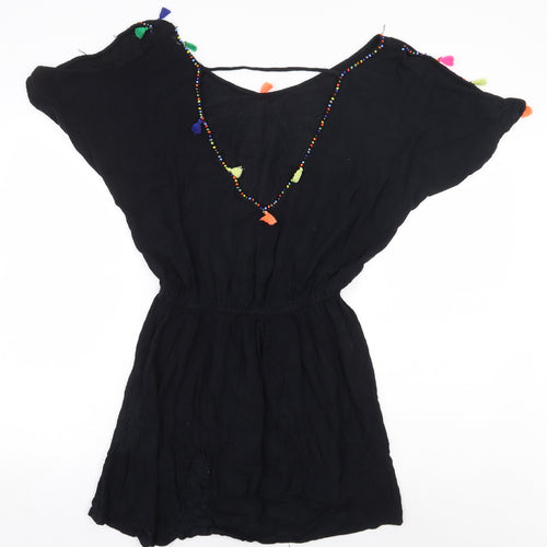 Papaya Womens Black Viscose A-Line Size S V-Neck Pullover