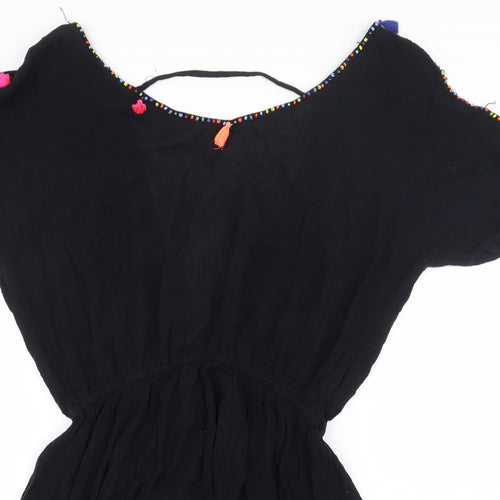 Papaya Womens Black Viscose A-Line Size S V-Neck Pullover