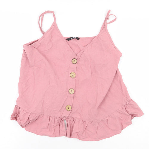 SheIn Womens Pink 100% Cotton Basic Blouse Size M V-Neck