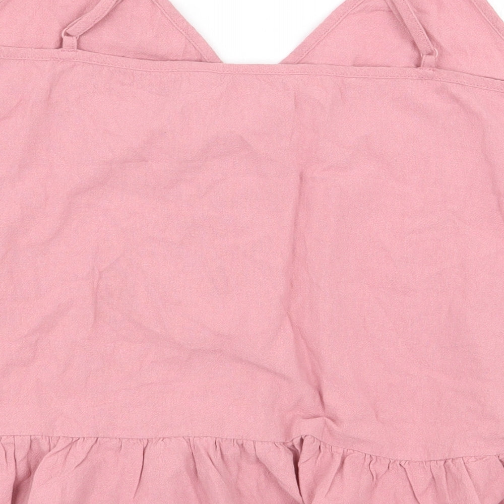 SheIn Womens Pink 100% Cotton Basic Blouse Size M V-Neck