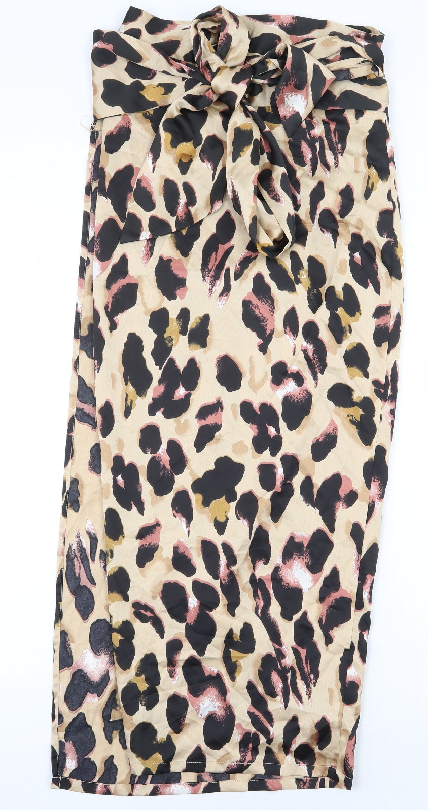 Preworn Womens Multicoloured Animal Print Polyester Wrap Skirt Size M Tie