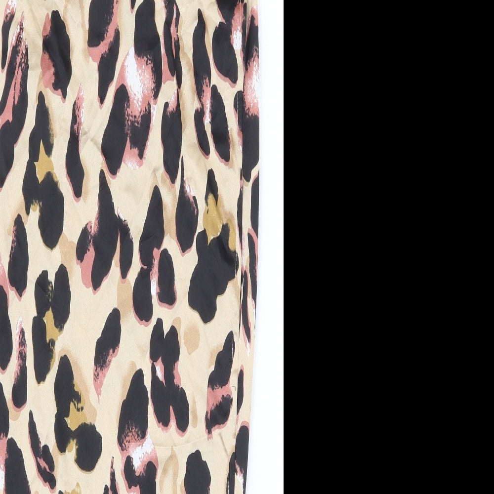 Preworn Womens Multicoloured Animal Print Polyester Wrap Skirt Size M Tie