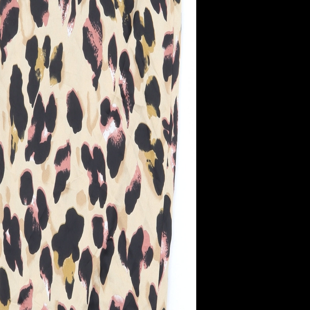 Preworn Womens Multicoloured Animal Print Polyester Wrap Skirt Size M Tie