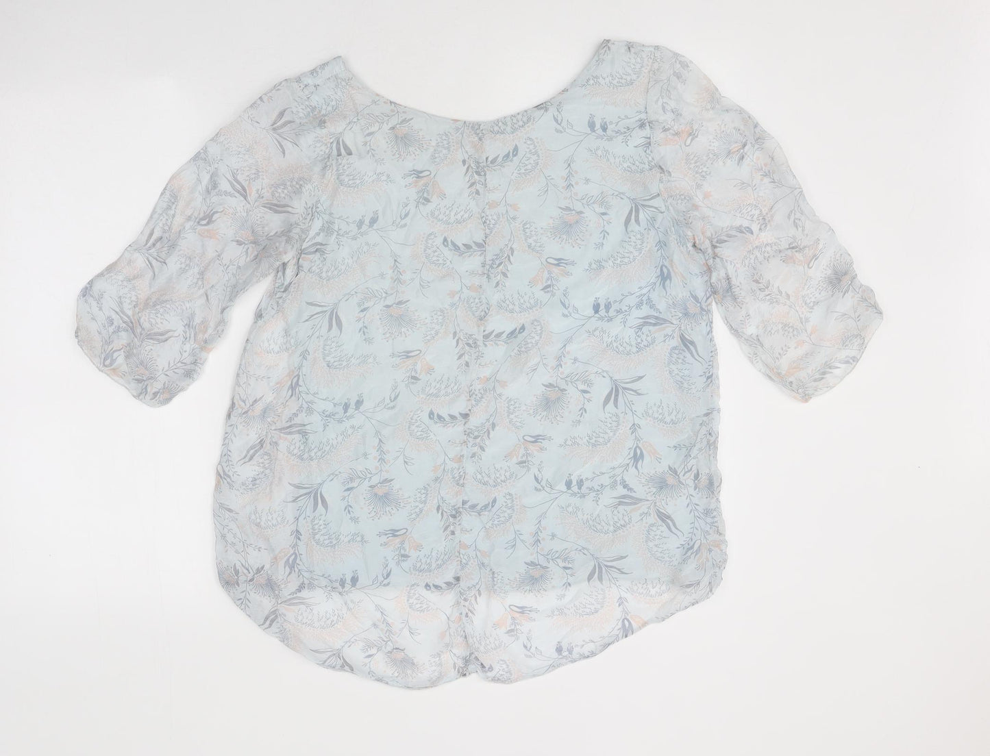 Giusy Womens Blue Floral Viscose Jersey Blouse Size S Round Neck