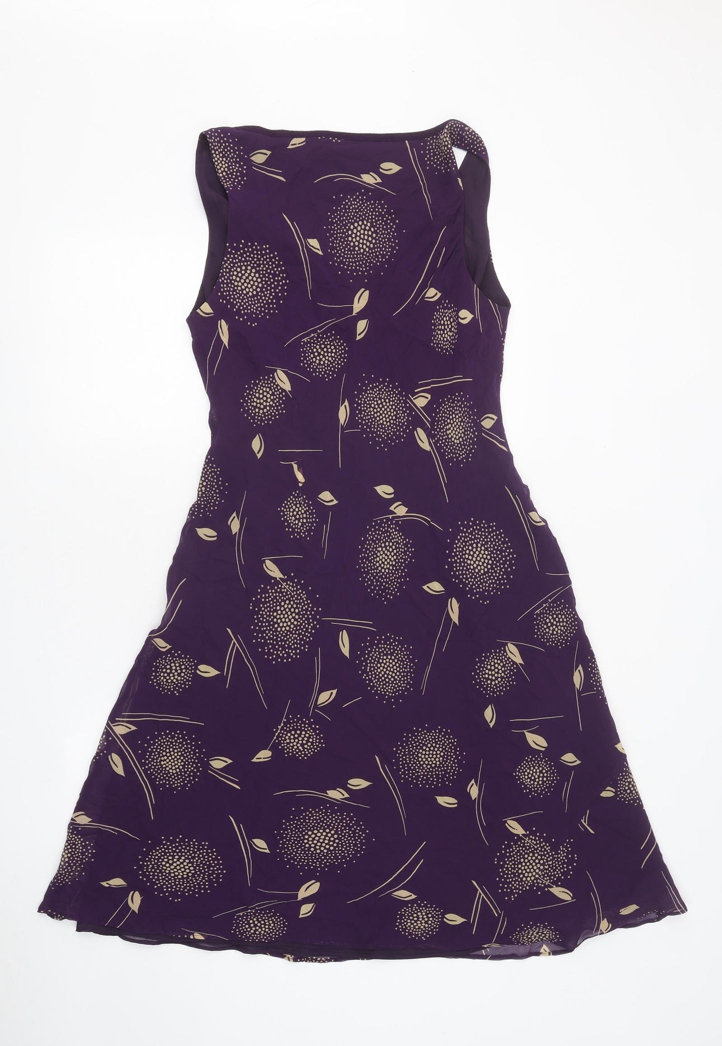 Planet Womens Purple Geometric Polyester A-Line Size 12 V-Neck Pullover