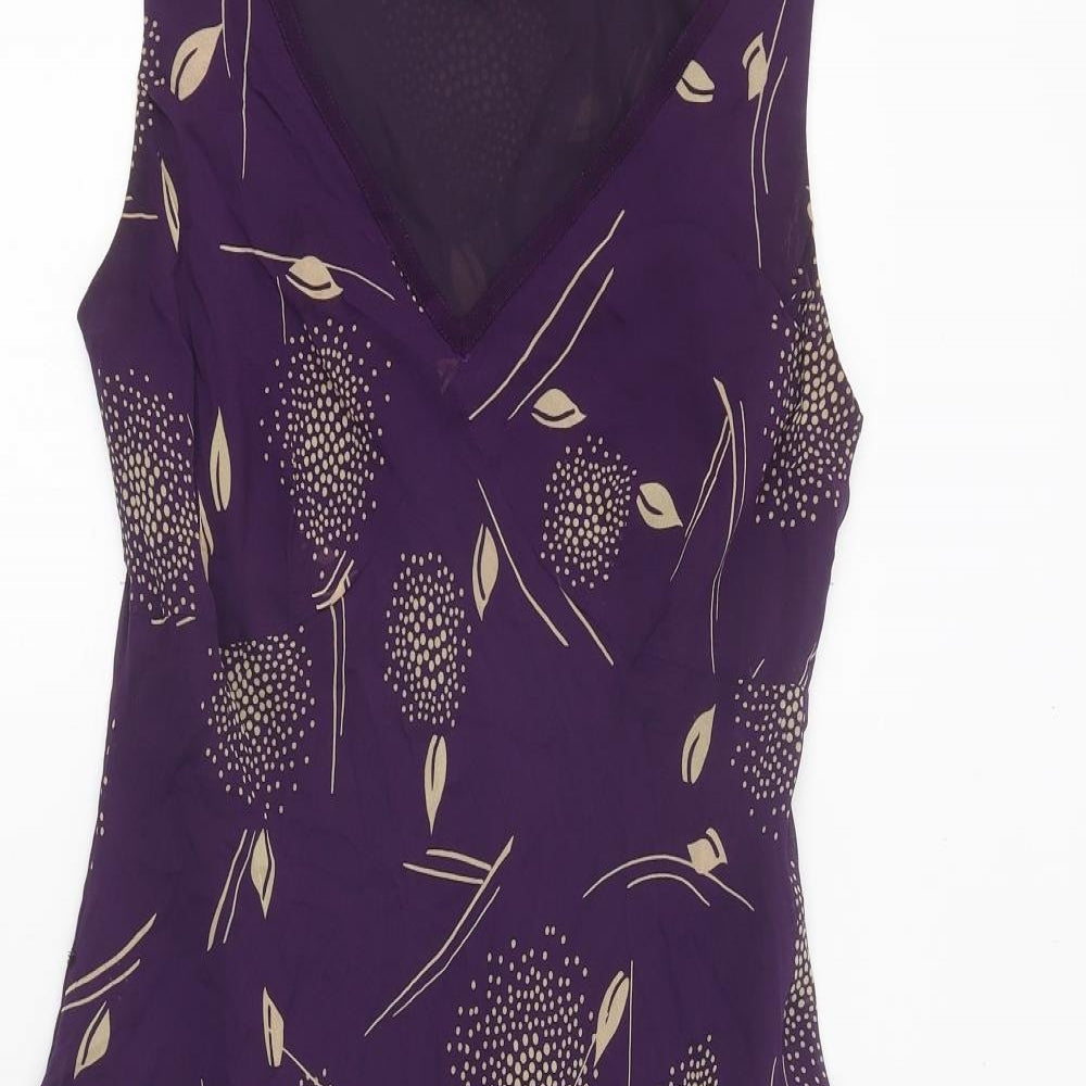 Planet Womens Purple Geometric Polyester A-Line Size 12 V-Neck Pullover