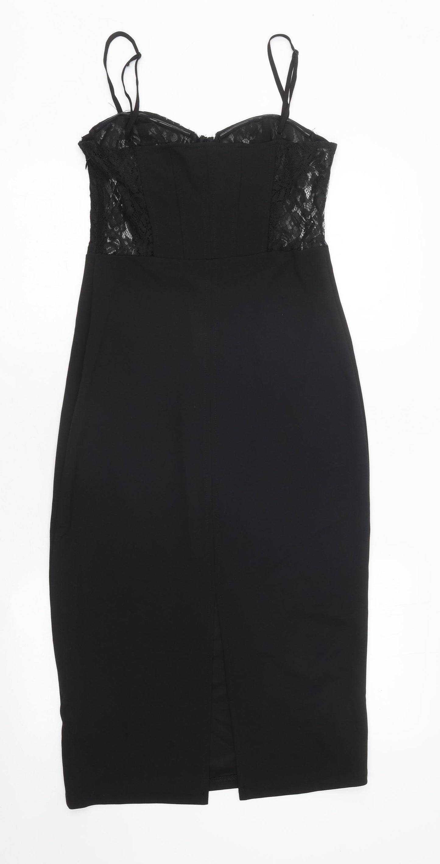 Zara Womens Black Polyester Bodycon Size M Sweetheart Pullover - Slit