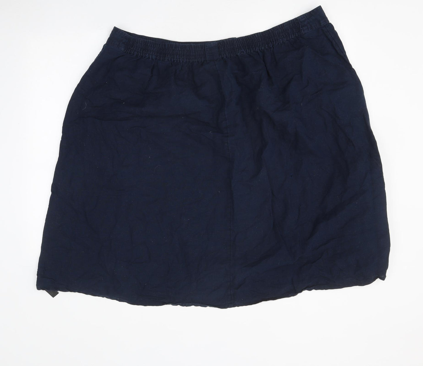 Monsoon Womens Blue Linen Pleated Skirt Size 22 Button
