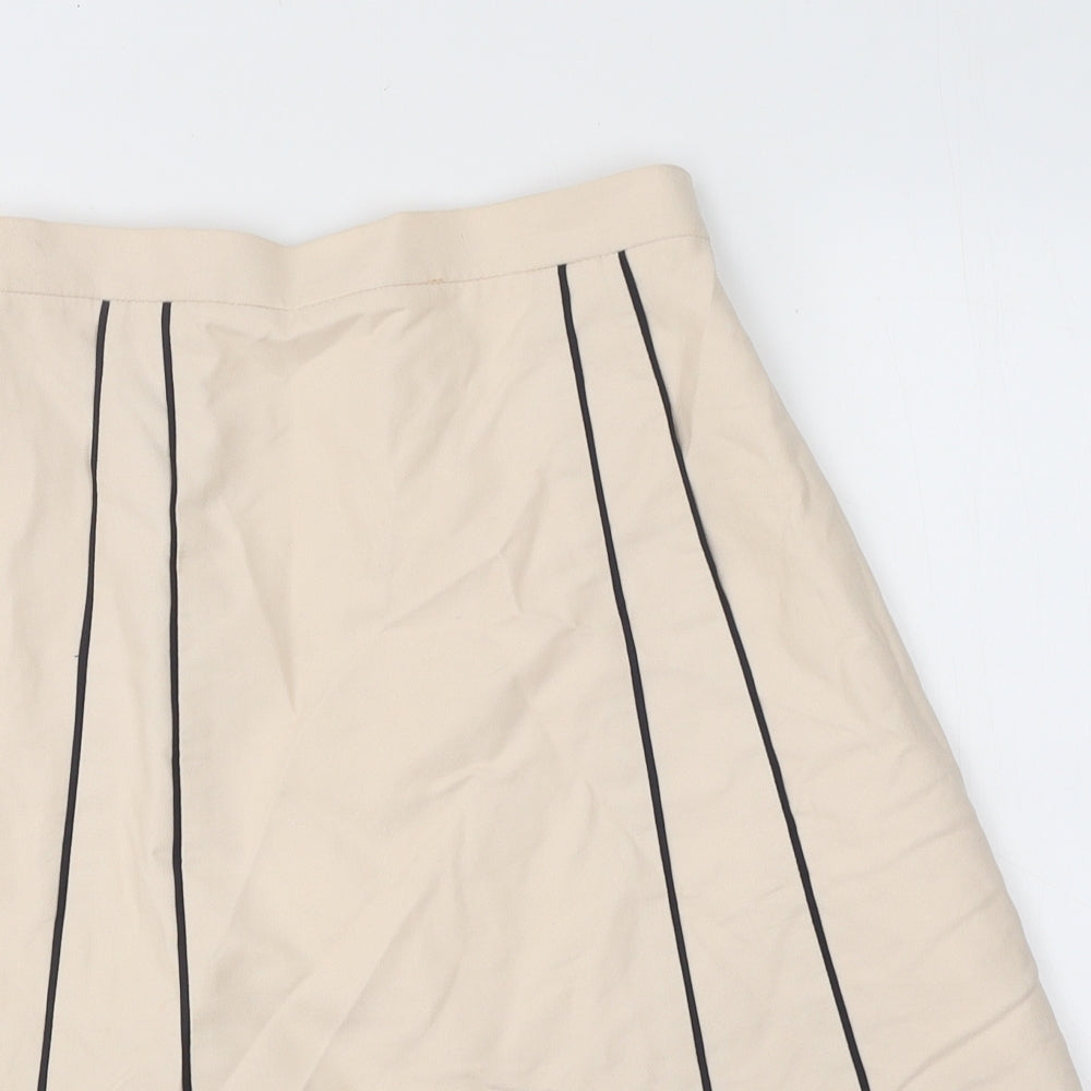 Jaeger Womens Beige Polyester Pleated Skirt Size 8 Zip