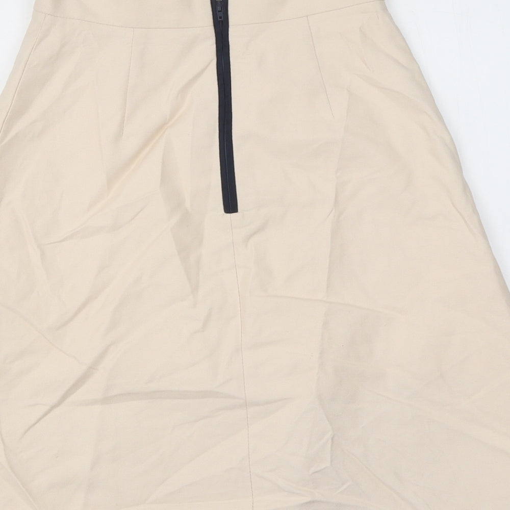 Jaeger Womens Beige Polyester Pleated Skirt Size 8 Zip
