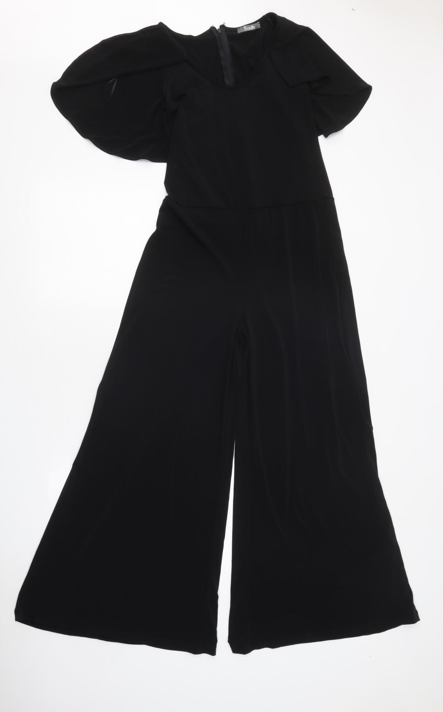 South Womens Black Viscose Jumpsuit One-Piece Size 10 L28 in Zip
