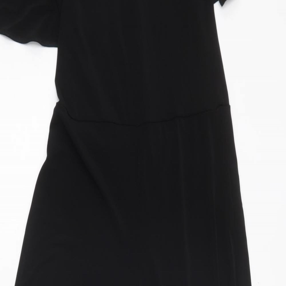 South Womens Black Viscose Jumpsuit One-Piece Size 10 L28 in Zip